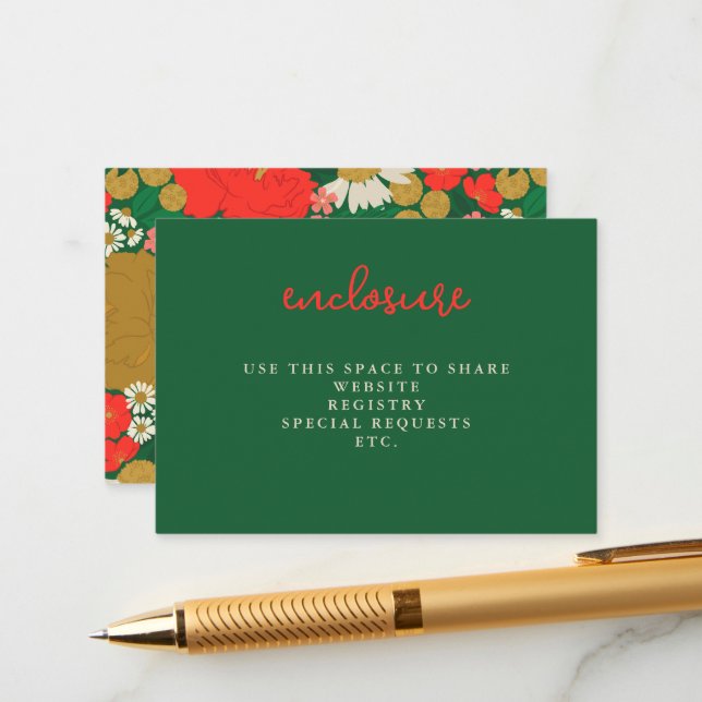 Cartão De Informações Floral Bouquet Bridal Shower Invitation Insert (Frente/Verso In Situ)