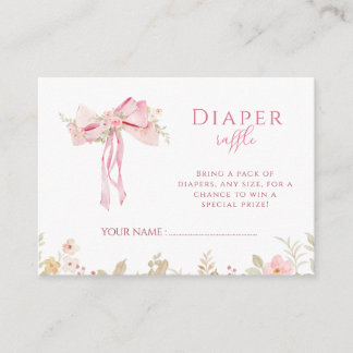 Cartão De Informações Floral Bow Elegant Flower Girl DIAPER RAFFLE