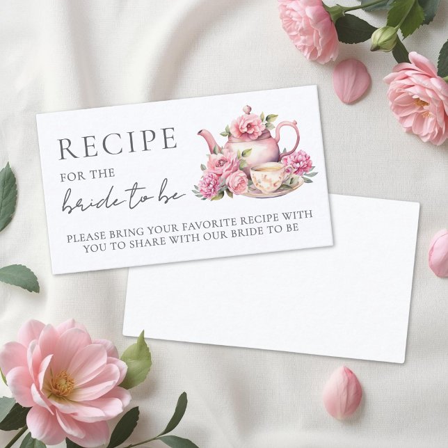 Cartão De Informações Floral Bridal Shower Recipe (Floral Bridal Shower Recipe Enclosure Card)