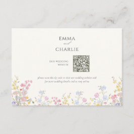 Cartão De Informações Floral Calligraphy QR Code Wedding Website