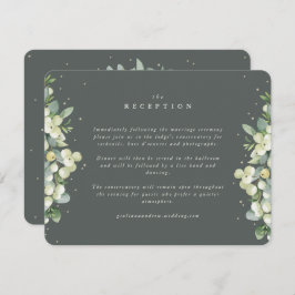 Cartão De Informações Floral Cinza Verde + Recepção com Bordas de Eucali