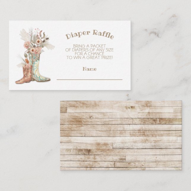 Cartão De Informações Floral Cowboy Boots Fralda Raffle (Frente/Verso)