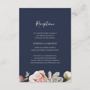 Cartão De Informações Floral de Blush Moderno   Recepção de casamento 
