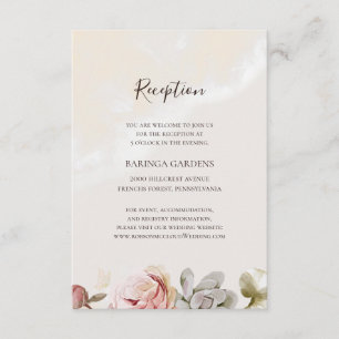 Cartão De Informações Floral de Blush Moderno   Recepção de casamento 