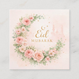 Cartão De Informações Floral Eid Mubarak – Blush Pink Islamic Gift f