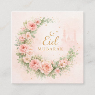 Cartão De Informações Floral Eid Mubarak – Blush Pink Islamic Gift f
