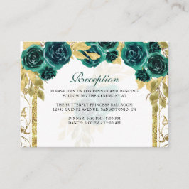 Cartão De Informações Floral Emerald Green Arch Quinceañera