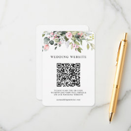 Cartão De Informações Floral Eucalipto Verde QR Code RSVP Casamento