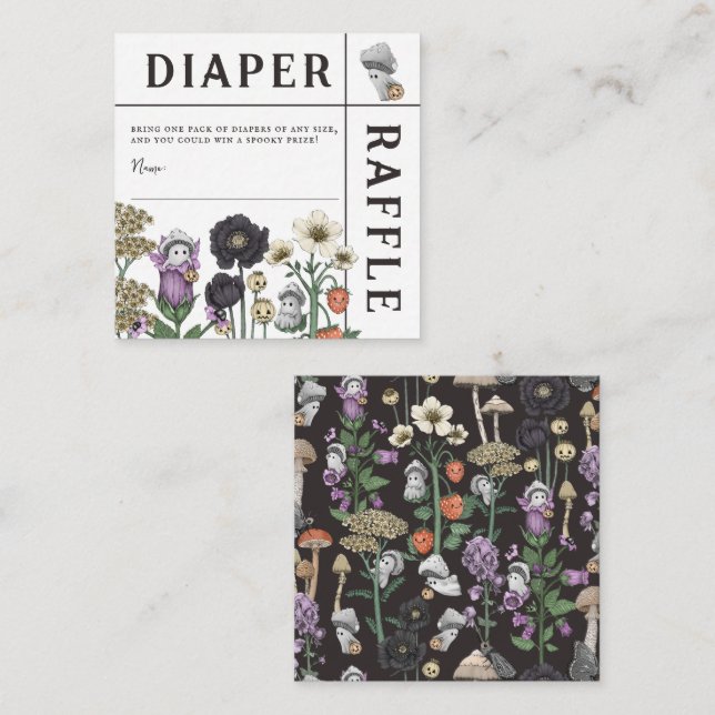 Cartão De Informações Floral Ghosts Halloween Fralda Raffle (Frente/Verso)