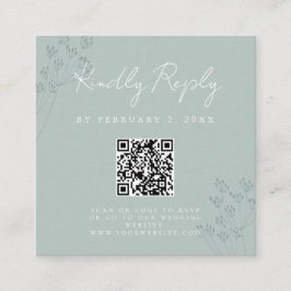 Cartão De Informações Floral Greenery Wedding Scan Code RSVP