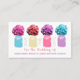 Cartão De Informações Floral Hydrangea Mason Jars, Salve a Data