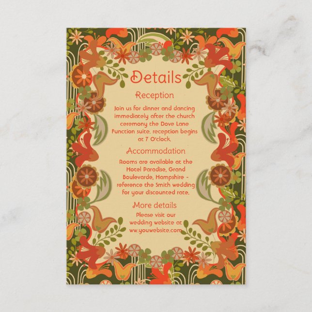 Cartão De Informações Floral Retro (Frente)
