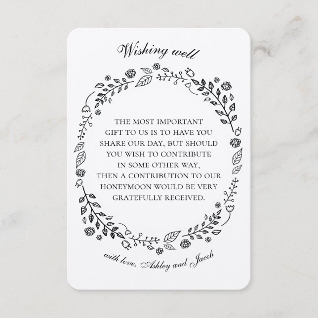 Cartão De Informações Floral russo desejando bem. Casamento de campo. Kr (Frente)