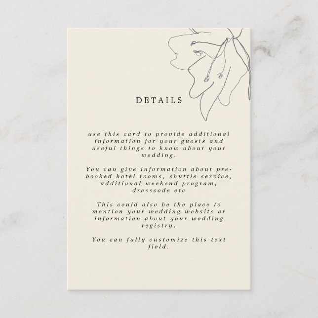 Cartão De Informações Floral Suave de Eggshell Moderno Delicado (Frente)