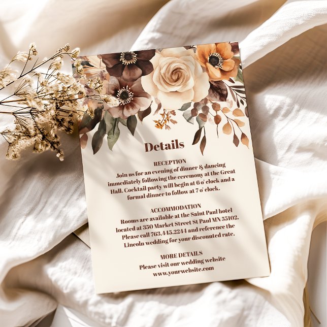Cartão De Informações Floral Terracotta Wedding (Criador carregado)