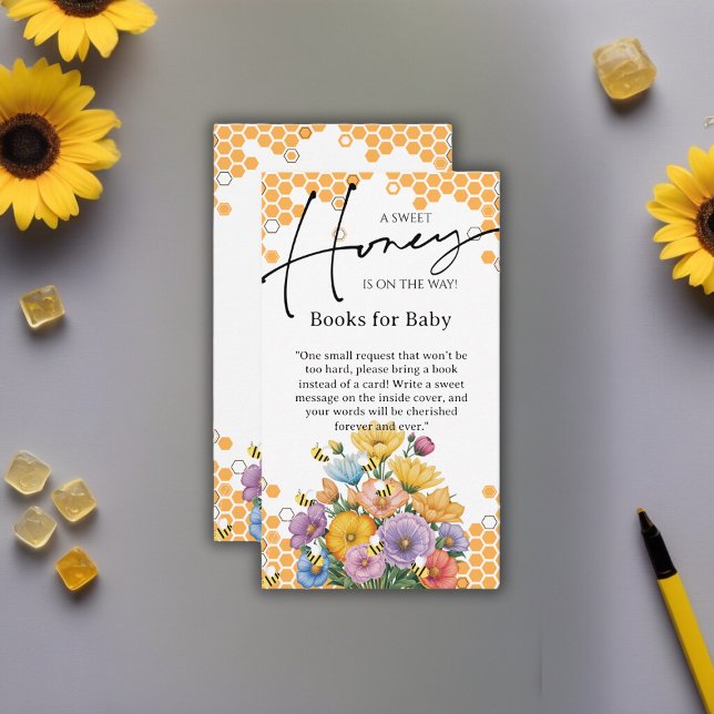 Cartão De Informações Floral Um Doce Chá de fraldas De Abelhas (Criador carregado)