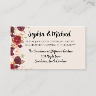 Cartão De Informações Floral Watercolor Wedding Design