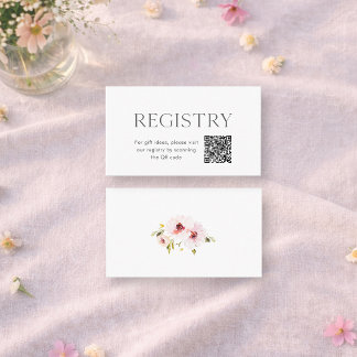 Cartão De Informações Floral Wedding Registry Insert with QR Code