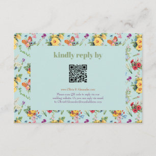 Cartão De Informações Flores Amarelas em Aquarela & Design de Padrão Flo