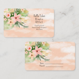 Cartão De Informações Flores Aquarela Coral Sorteio