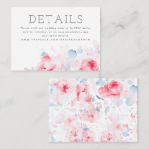 Cartão De Informações Flores Azuis Elegantes Pequenos Detalhes