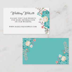 Cartão De Informações Flores azuis elegantes que Wedding