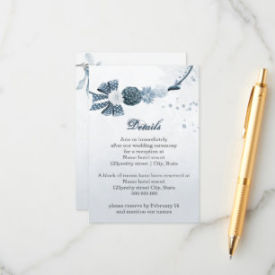 Cartão De Informações flores azuis poeirentas navy detalhes botânicos