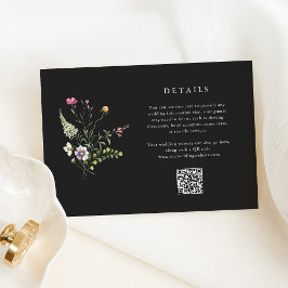 Cartão De Informações Flores Botânicas Escuras Detalhes do Casamento Cód