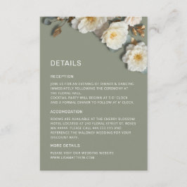 Cartão De Informações Flores Brancas Rosas 3D