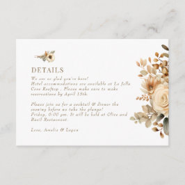 Cartão De Informações Flores Chic Boho | Flores de queda | Pormenores so