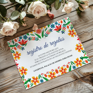 Cartão De Informações Flores Coloridas Botânicas Espanhol Casamento