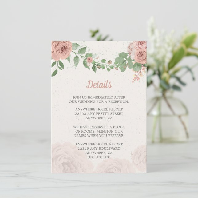 Cartão De Informações flores cor-de-rosa esverdeadas botânica (Em pé/Frente)