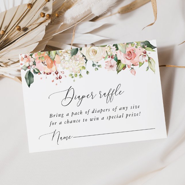 Cartão De Informações Flores Cor-de-Rosa, Flores Brancas, Boho, Sorteio  (Criador carregado)