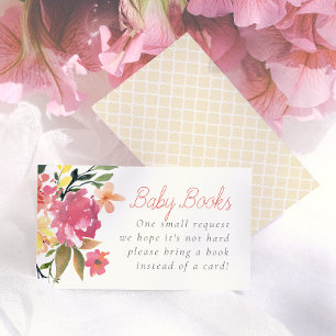 Cartão De Informações Flores da Primavera Livros para Chuvinha de Bebê