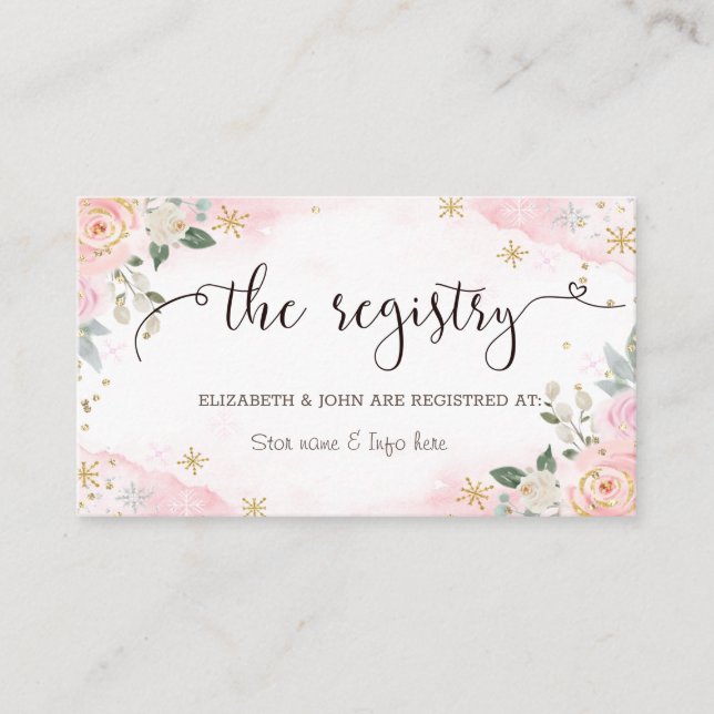 Cartão De Informações Flores de Aquarela Chic Flocos de Neve (Frente)