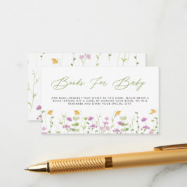 Cartão De Informações Flores De Aquarela Livros De Chá de fraldas Para B