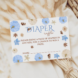 Cartão De Informações Flores de Bombeiros Azuis Fralda Raffle Chá de fra