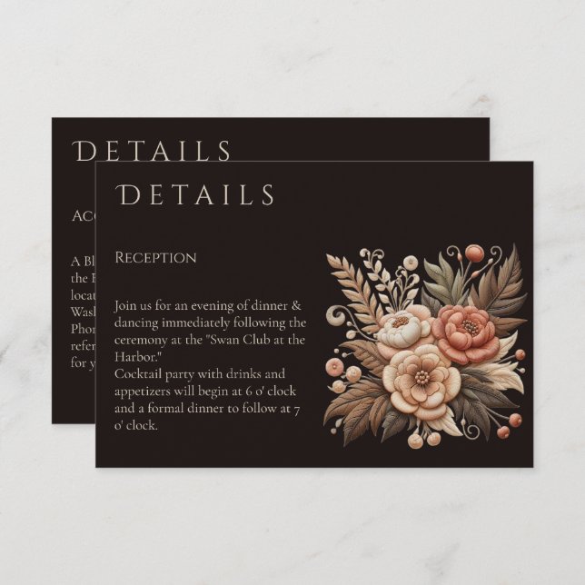 Cartão De Informações Flores de Casamento Country Western (Frente/Verso)