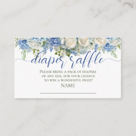 Cartão De Informações Flores de Hydrangea Fralda Raffle Azul