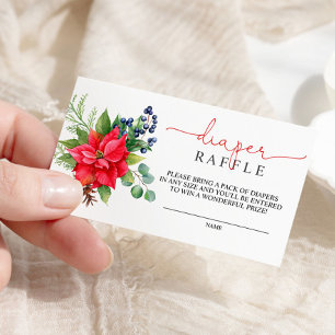 Cartão De Informações Flores de inverno Raffle Chá de fraldas Fralda