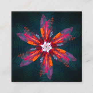 Cartão De Informações Flores de Mandala Floral Laranja Vermelho Azul Abs