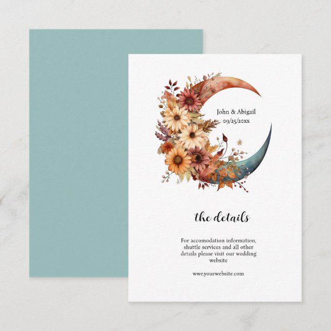 Cartão De Informações Flores de outono e Placa de receptáculo de bombeir (Frente/Verso)