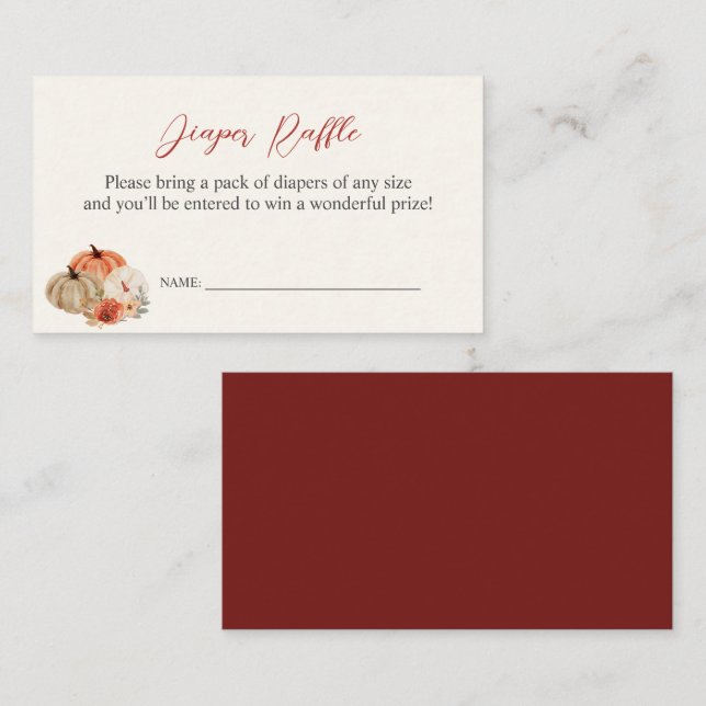 Cartão De Informações Flores de Outono Fralda Raffle (Frente/Verso)