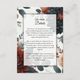 Cartão De Informações Flores de Outono Rústicas e Melancólicas para Casa