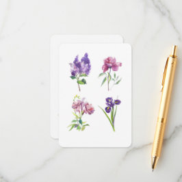 Cartão De Informações Flores de Primavera em Aquarela – Flores Botânicas