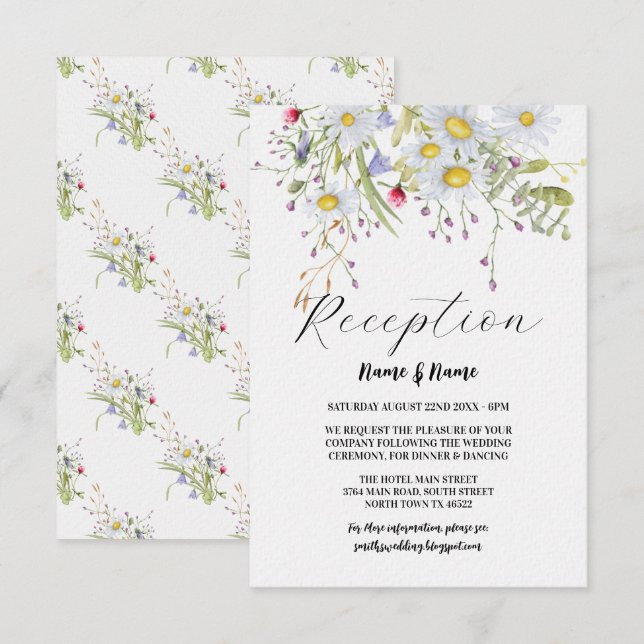 Cartão De Informações Flores de Recepção de Casamento Flores Silvestres  (Frente/Verso)