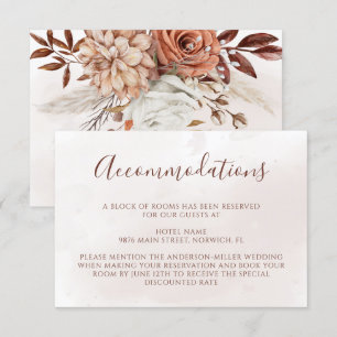 Cartão De Informações Flores de Terracota Boho Acomodação de Casamento d