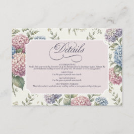 Cartão De Informações Flores Delicadas de Hortênsia Casamento