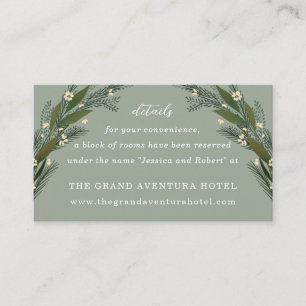 Cartão De Informações Flores Esboçadas Deixam Detalhes da Sage Verde