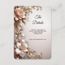 Cartão De Informações Flores Macias Rosa e Branco Detalhe do Envelope